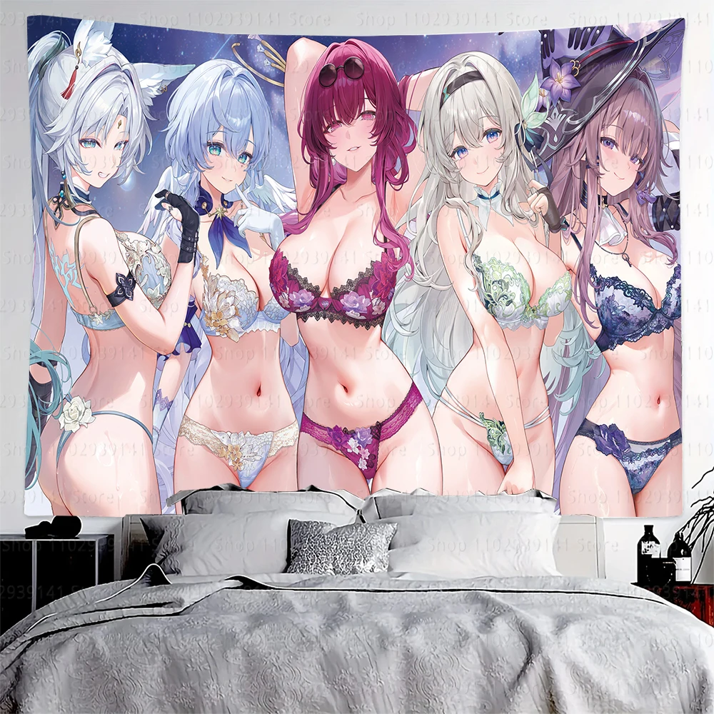 90x150cm Anime Firefly Honkai: Star Rail Kafka Robin Tapestry Kawaii Decorate Wall Tapestry Cute Gift Flags hanging pictures