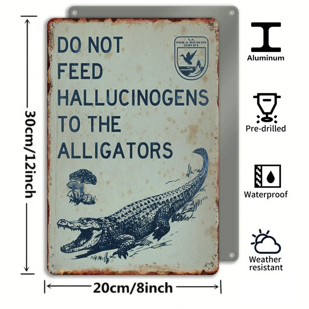 IndoorEdgeDecor™ Vintage Alligator Warning Sign - Satirical 