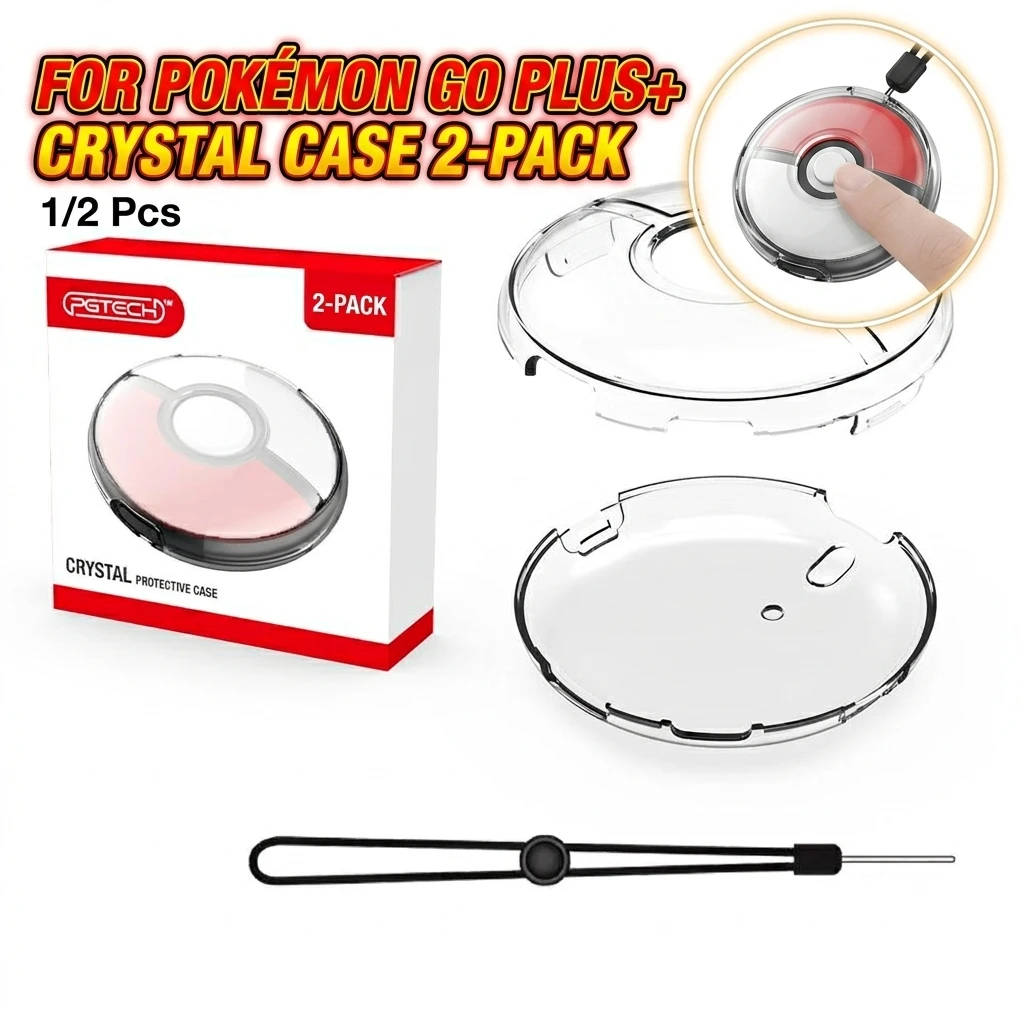 1/2Pcs For Pokemon GO Plus and Game Host Transparent Carrying Case Anti-Scratch Cover Protective Shell with Strap For Pokeball