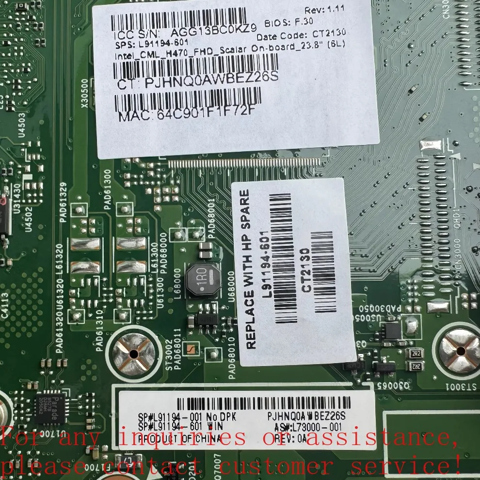 24-K 27-D main board L91194-001 L91195-001 L73000-001 For HP     (store no. 0529)