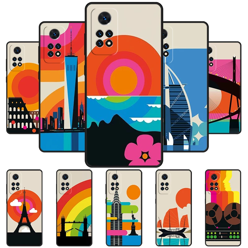 London Roma New York Countries Art Phone Case For Redmi Note 11 EPro 11S 10T 9S Promax 8 Pro Xiaomi Mi 11 12X 12S Ultra Cover