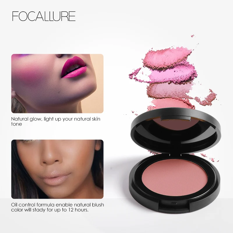 FOCALLURE 16 Colors Natural Matte Face Blusher Nourishing Facial Cheek Contour Peach Blush Palette Women Powder Makeup Cosmetics