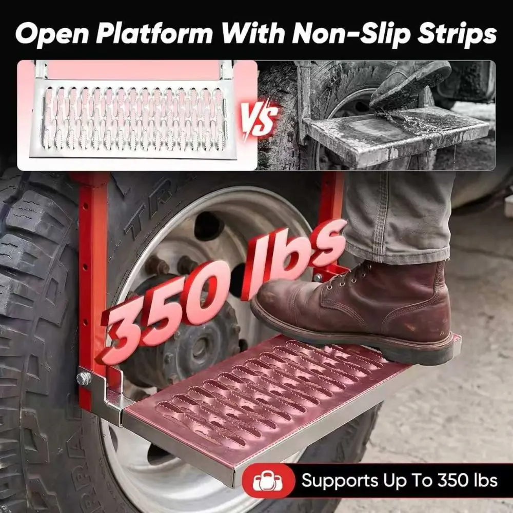 Foldable Car Tire Ladder Durable Portable Tire Step for Truck SUV Anti‑slip Universal Fit Off-Road Tire Step Outdoor Off-road