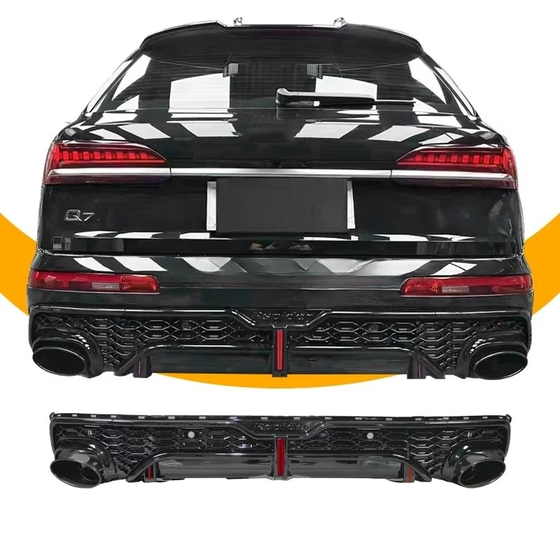 RSQ7 Black Rear Diffuser For Audi Q7 Rear Bumper Diffuser 2020 2021 2022 2023