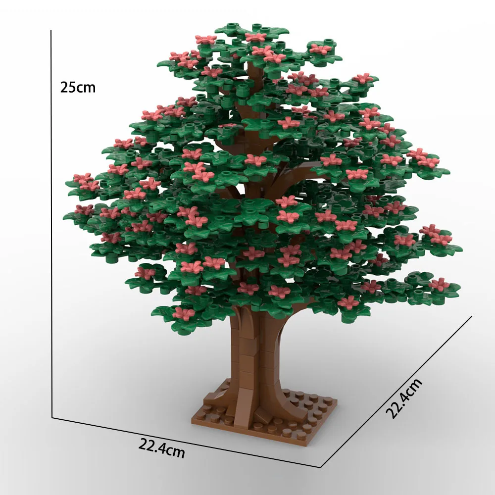 Grandi blocchi di costruzione dell'albero Fai da te Albero antico Scena del giardino Vista stradale Architettura botanica Regalo di mattoni di paesaggio dettagliati