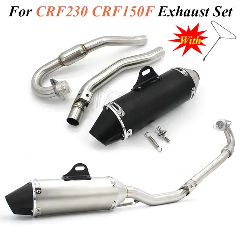 For Honda CRF230 CRF150F CRF150 CRF230F 230F Motocross Motorcycle Exhaust Muffler Dirt Bike Pipe Full System Front Link Complete