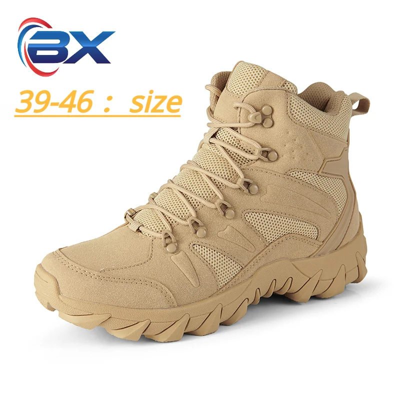 Mens Tactical Boots Mens Desert Waterproof Work Safety Shoes Climbing Hiking Shoes Ankle Mens Outdoor Boots