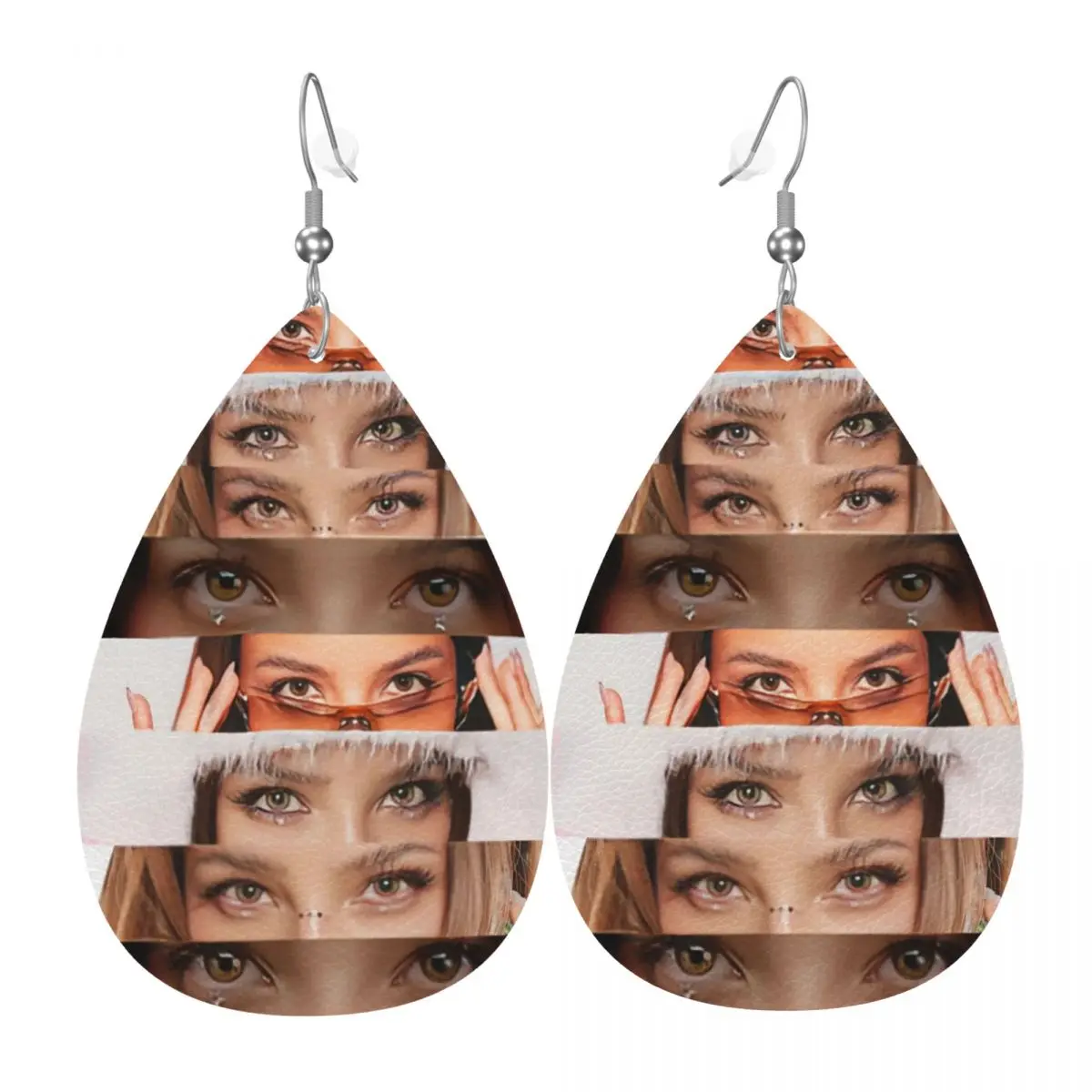 Custom E-Emilia Mernes Dangle Drop Earrings Leather Earrings for Women Fashion Mp3 Singer Poster For Valentine's Day