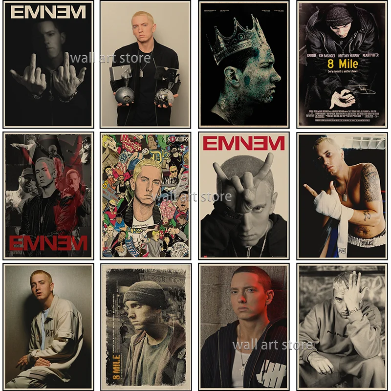 Eminem Posters 8 Mile Poster Hip Hop Rapper Singer Retro Poster Canvas Painting Decorative Wall Wall Art Decortion