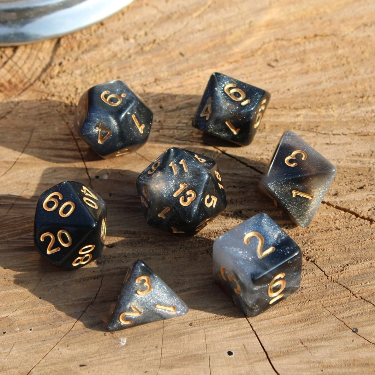 7Pcs/Set Light and Darkness Starry Sky Galaxy Dice for DND Dungeons and Dragons Table Games D&D RPG Tabletop Roleplaying