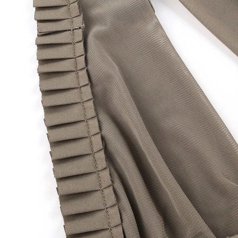 Autumn New Fashionable Style Temperament Pleated Features Chest Cup Mesh Splicing Hanging Neck Vest Top For Women XY23581MH
