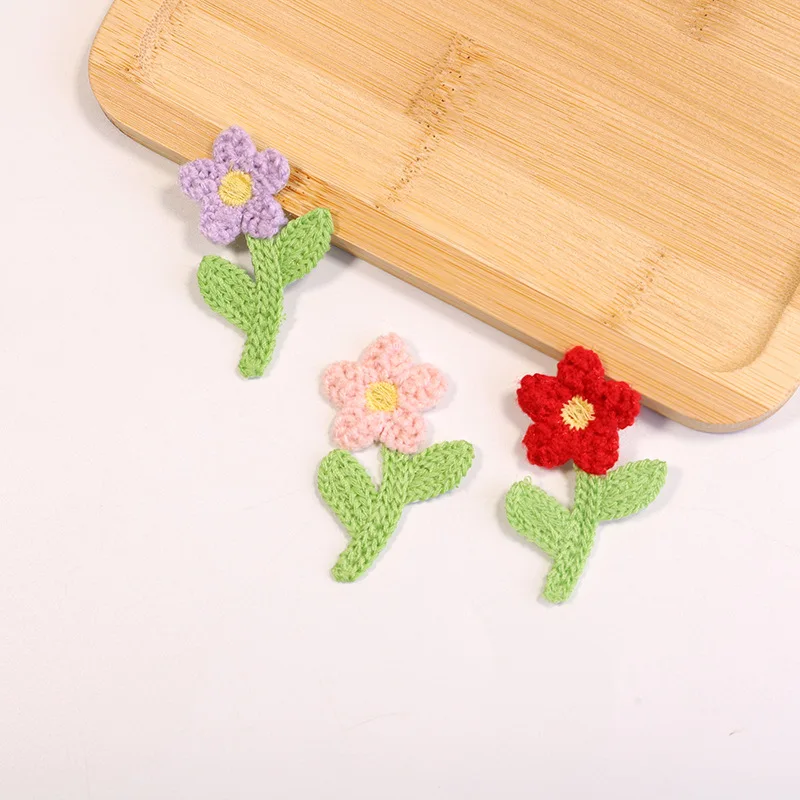 10PCS Embroidery factory embroidery flower piece applique clothing accessories patches polyester wool twig flower decorative pat