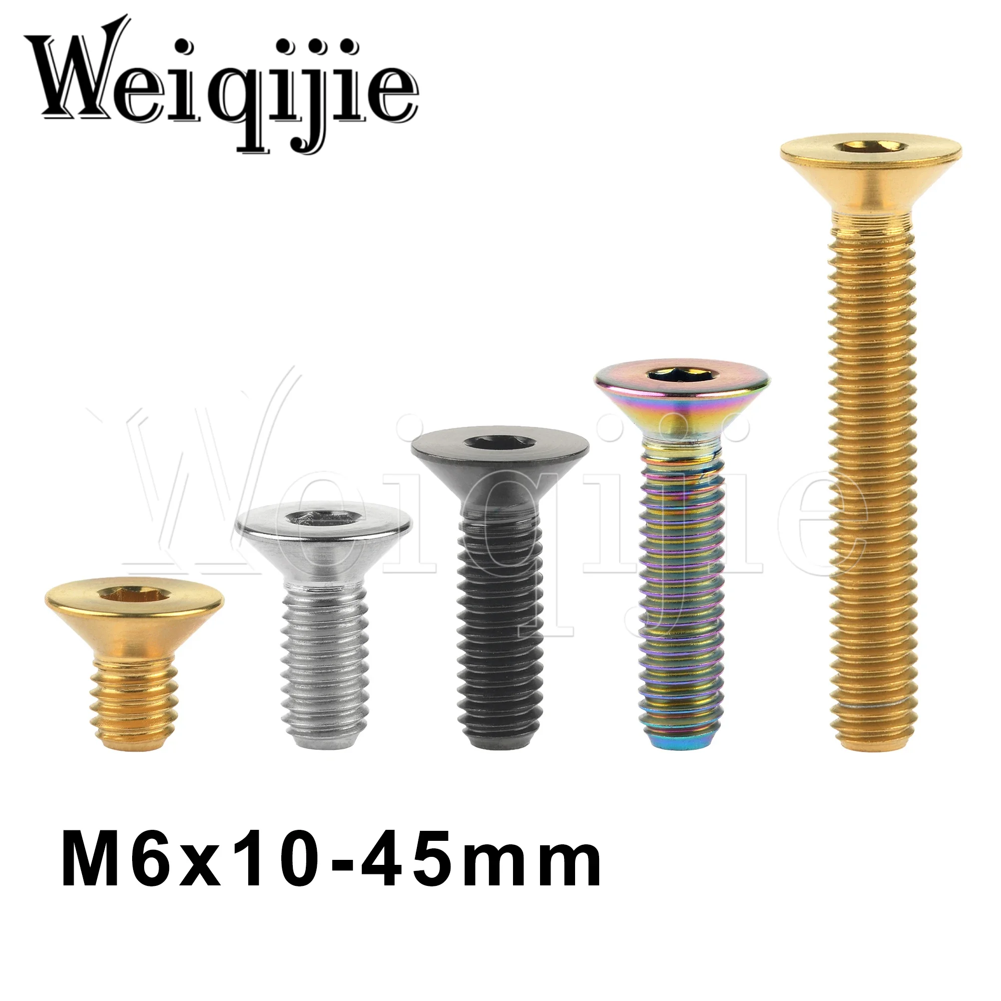 

Weiqijie 6pcs Titanium Bolt M6x10 15 20 25 30 35 40 45mm Allen Key Head Screws For Bike Bicycle