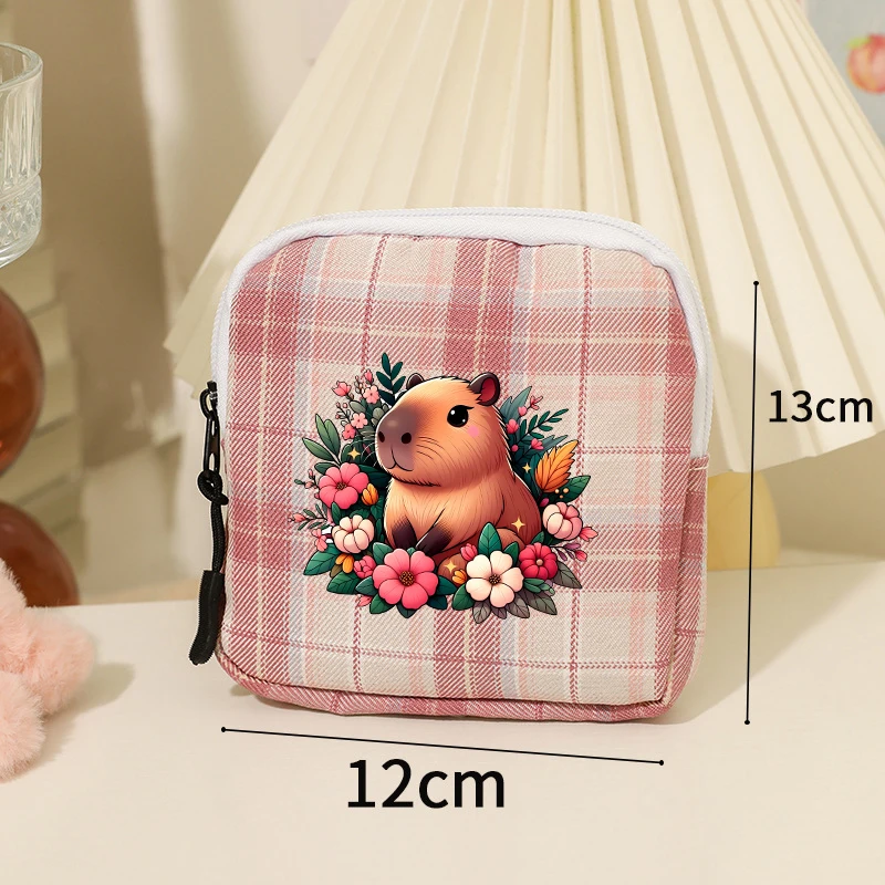 Capybara Borsa portaoggetti per assorbenti igienici da donna Borsa portaoggetti portatile impermeabile Borsa per assorbenti igienici modello cartone animato regalo