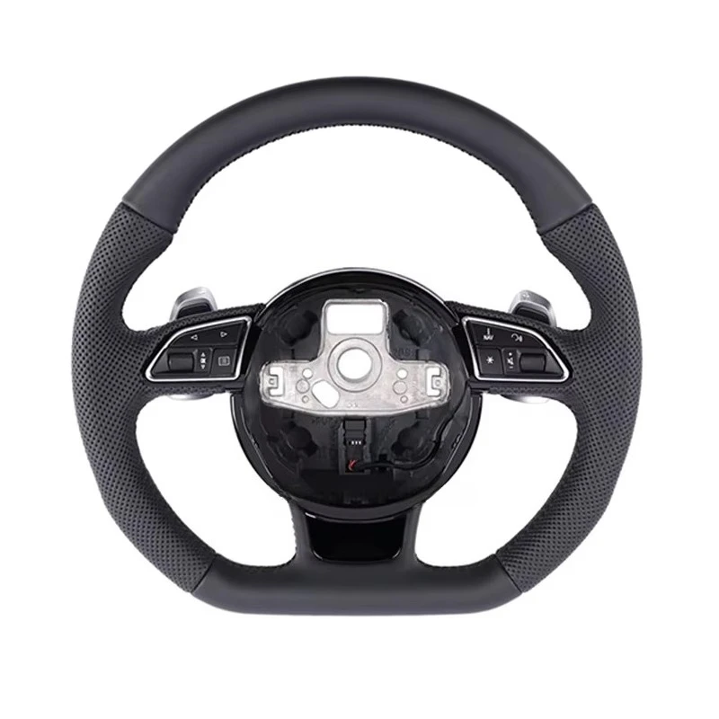 

A4 A4L A5 A6 A7 B8 Car Steering Wheel Fine Craft Perforated Leather Flat Bottom Steering Wheel