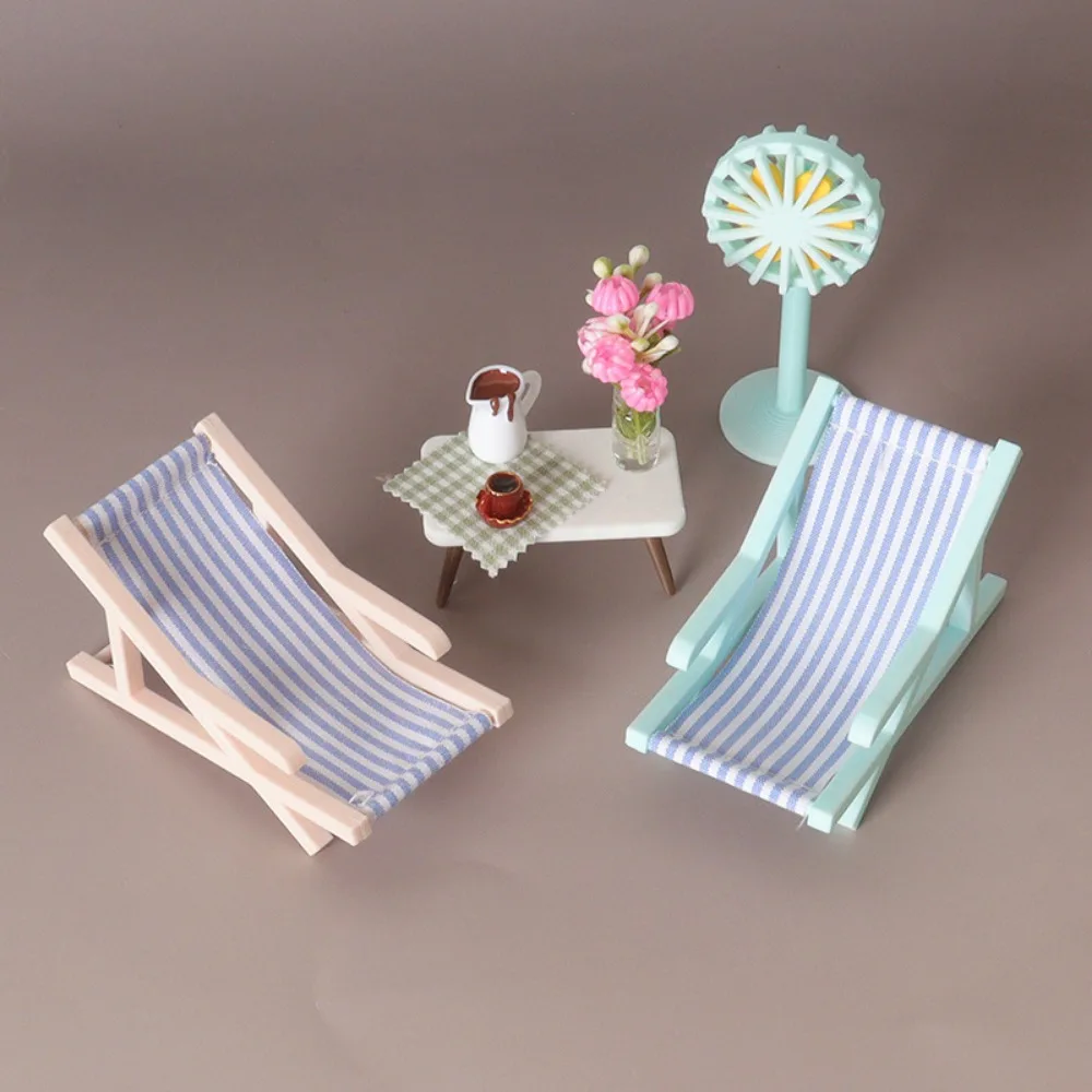 Mini 1/12 Dollhouse Sofa Chair Multicolors Plastic Foldable Beach Chair Model 9.4*4.8*5cm Summer Vacation Chair For OB11