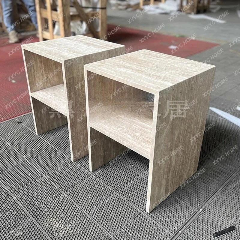 الشمال الخفيفة الفاخرة، مصمم مخصص شقة صغيرة حافة حجر الكهف الرخام الطبيعي عدد قليل من طاولة تخزين صغيرة بجانب السرير #6