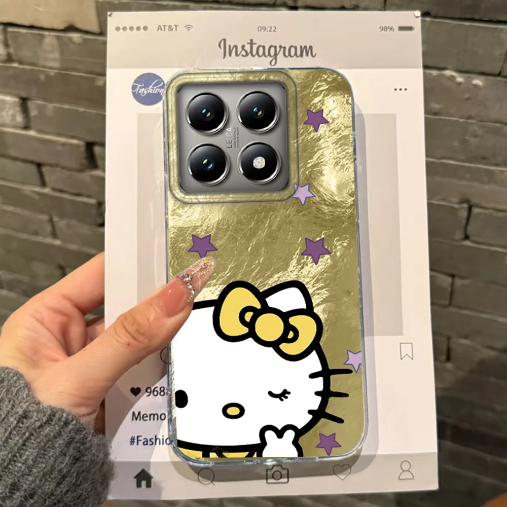 

Star Bowknot Cat Cartoon Phone Case For Xiaomi Poco X7 M6 M5s X3 X5 X6 Pro C61 14T 13T 11 Lite NE Girls Women Funda Cover Coque