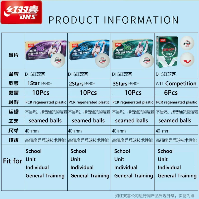 2025 جديد حقيقي DHS كرات تنس الطاولة 6 /10 قطعة مادة جديدة RS40 + بينغبونغ الكرة 2025WTT المنافسة 1/2/3 نجوم كرات التنس #2