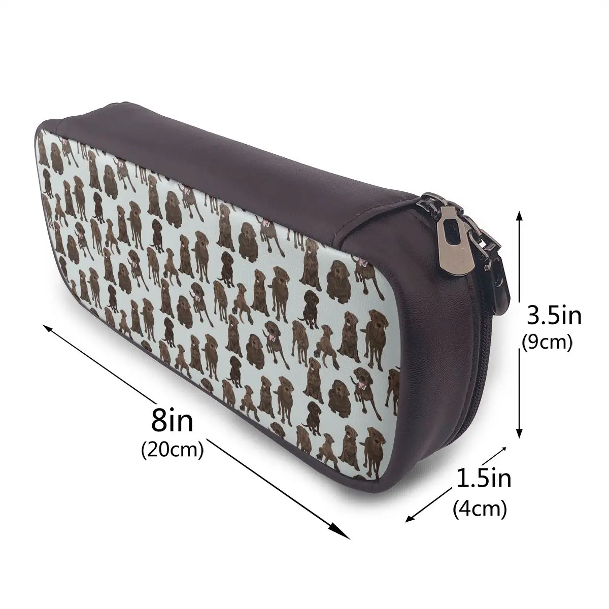 Chocolate Labrador Leather Pencil Case for Studen School Pen Box Pencil Bag Stationery Supplies Pen Holder Bag