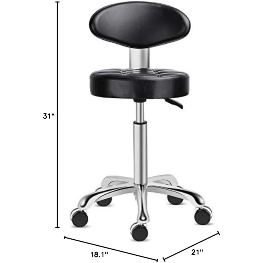 Rolling Stool Salon Chair with Smooth-Rolling Wheels 360-degree Swivel Seat Heavy Duty Hydraulic Height Adjustable High Barber