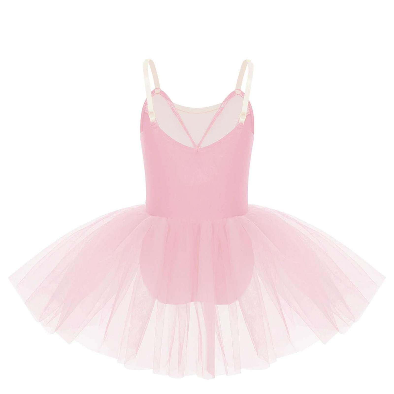 Kids Girls Tutu Ballet Stage Dance Performance Dress Elegant Sleeveless Front Lace Mesh Ballet Dance Tutu Mesh Dress Dancewear