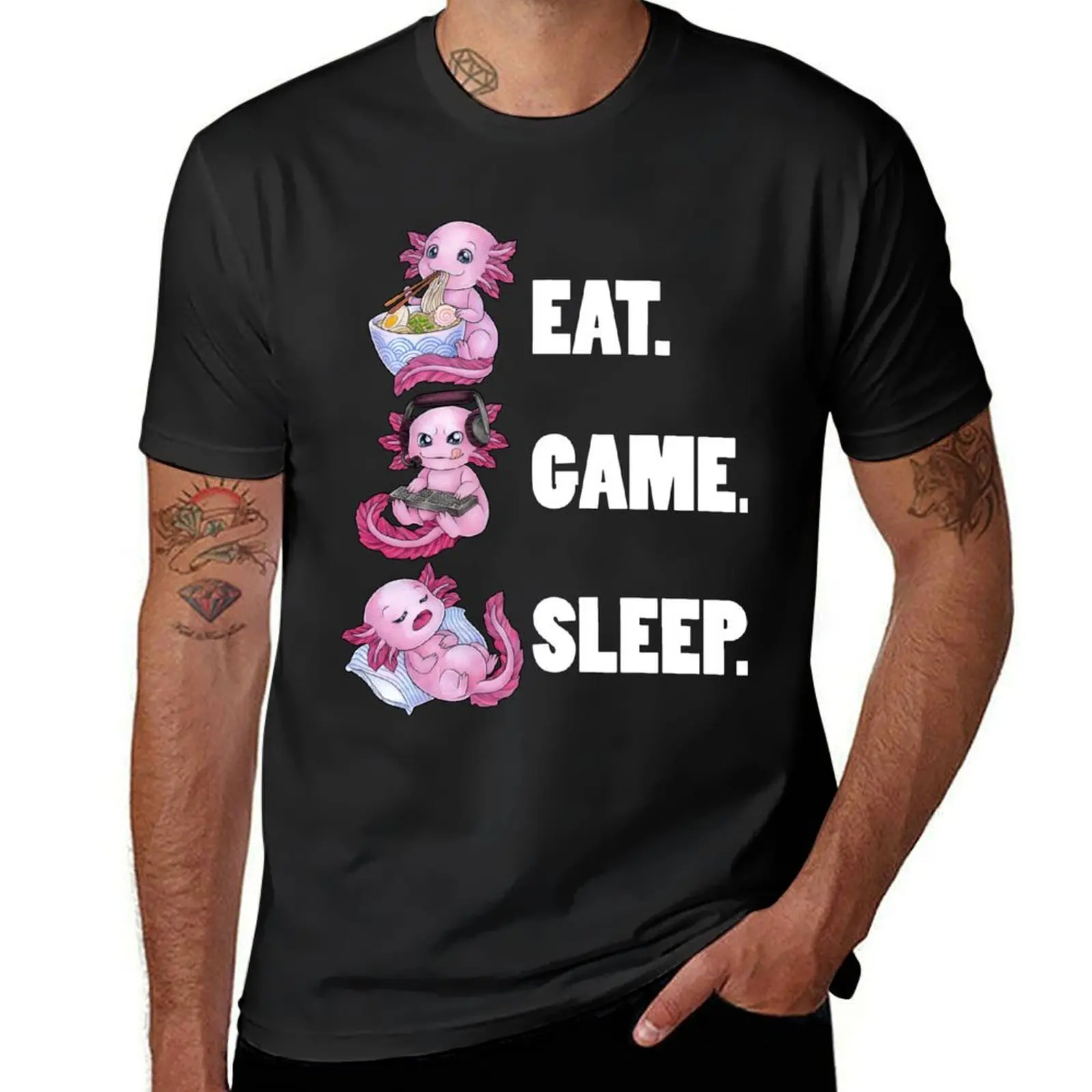 

Eat Game Sleep - Cute Axolotl great gift idea T-Shirt oversizeds rapper graphic tees shirts graphic tee black t shirts for men