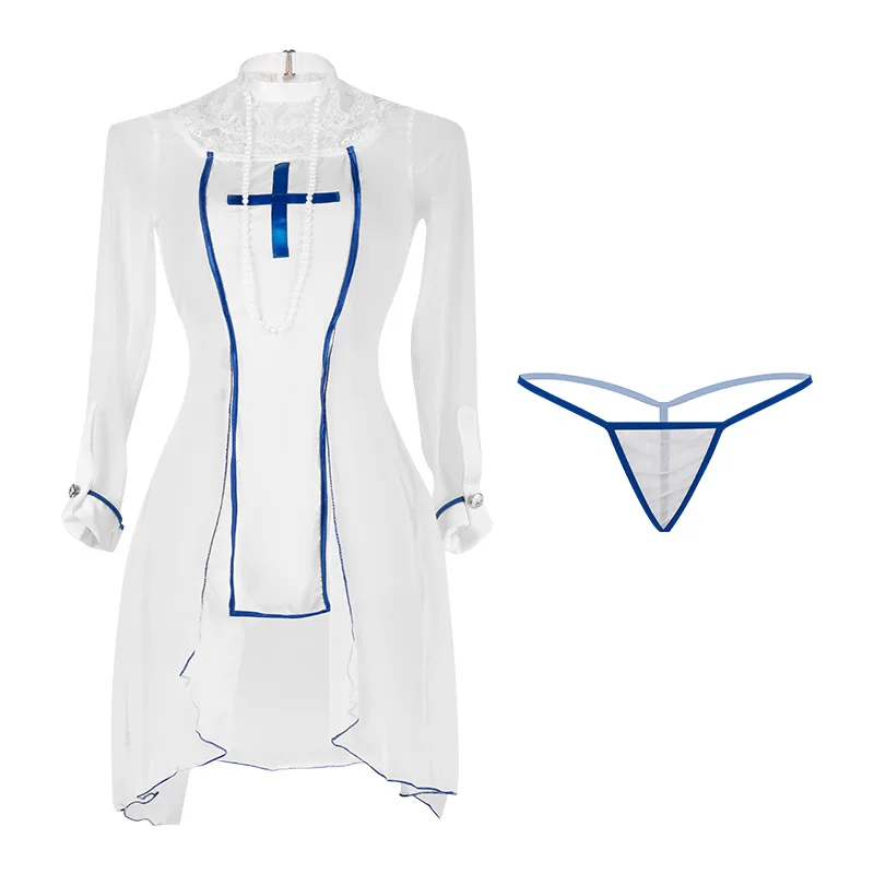 

XXOO Erotic Sexy Linge Palace Noble Nun Uniform Sexy Lingerie Women Cross White Dress Temptation Pajamas Outfits Erotic Costumes