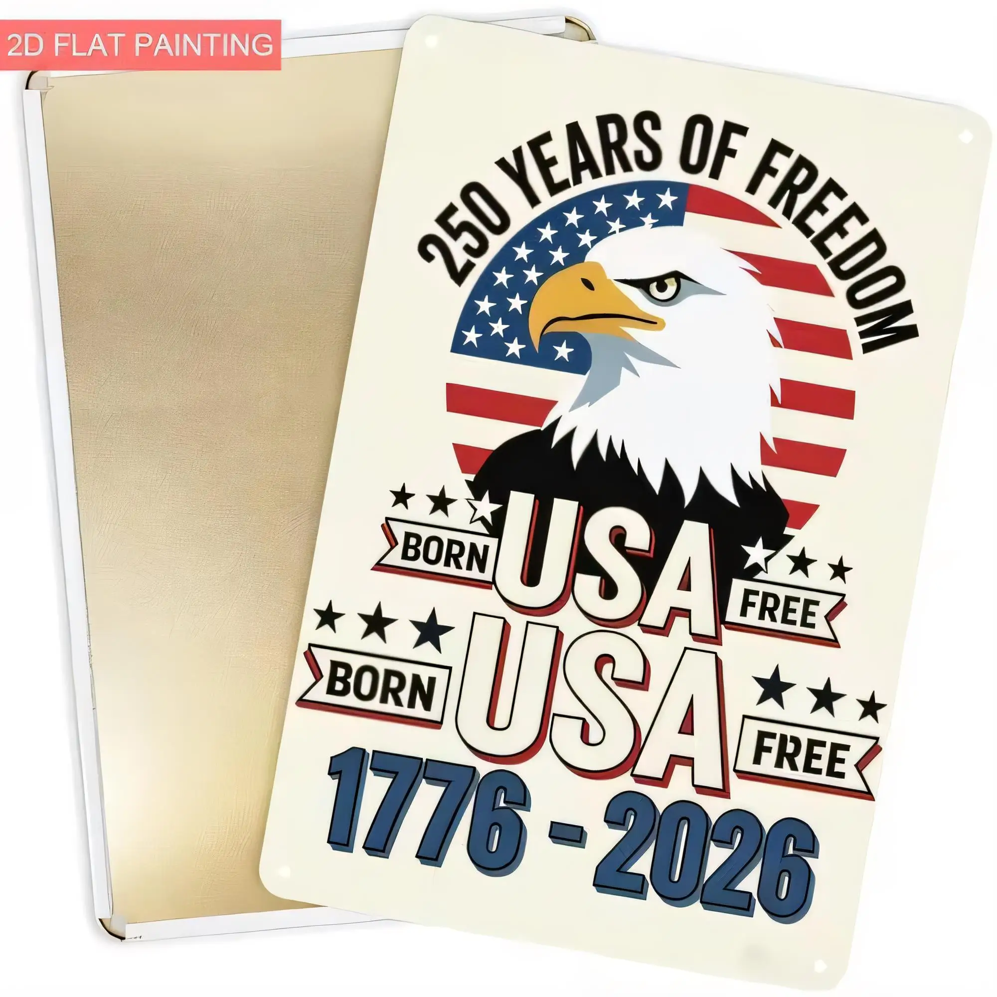 Tin Sign,250 Years Of Freedom Born USA 1776-2026 Vintage American Patriotic Metal Wall Plaque, Eagle Stars Stripes Retro Indepen