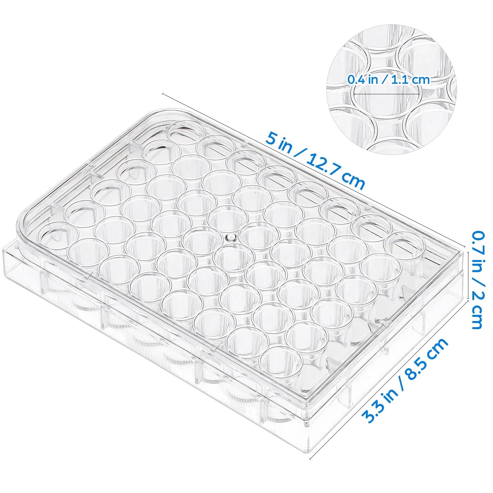 48 Well Cell Culture Plate Clear Plastic Tissue Culture Plates Nesting Raised Rim Lid for Lab Use Transparent Well Plate