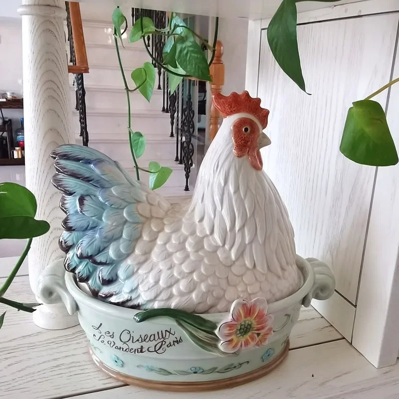 

Ceramic Hen Storage Jar Organizer Box Candy Cookie Snack jar Egg Organizer Box Home Decoration ornaments to send to friends