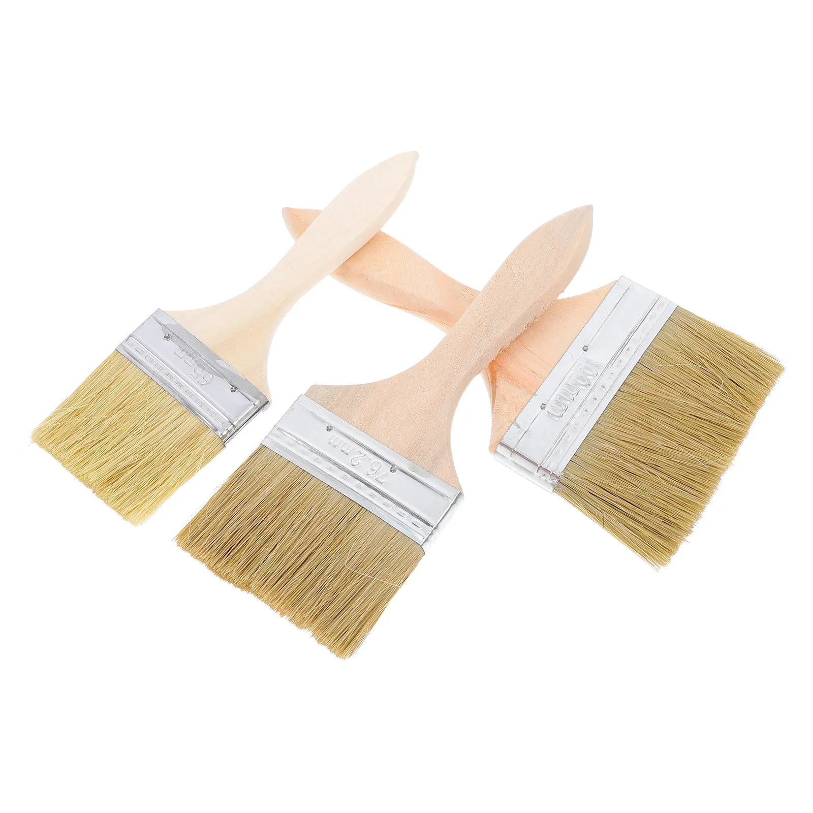 3Pcs Thickened Wooden Handle Paint Brushes Set for Furniture Walls Fences DIY Home Improvement Varnish Brush