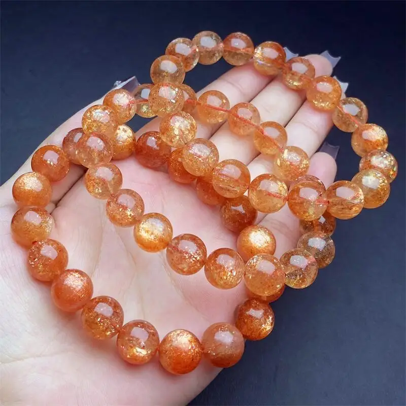 10MM Natural Gold Sunstone Quartz Bracelet Women Beautiful Colorful Crystal Energy Healing Fashion Gemstone Jewelry 1PCS