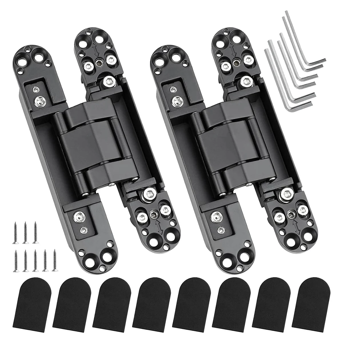 

6Inch Door Hinges Zinc Alloy Invisible Hinge, 3-Way Adjustable Butt Hinges Concealed Hinges 2 Packs