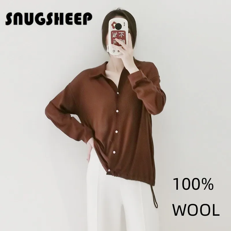 

worsted wool cardigan women spring sweater white top polo collar shirt sweaters black knit tops woman jacket knitted coat shirts