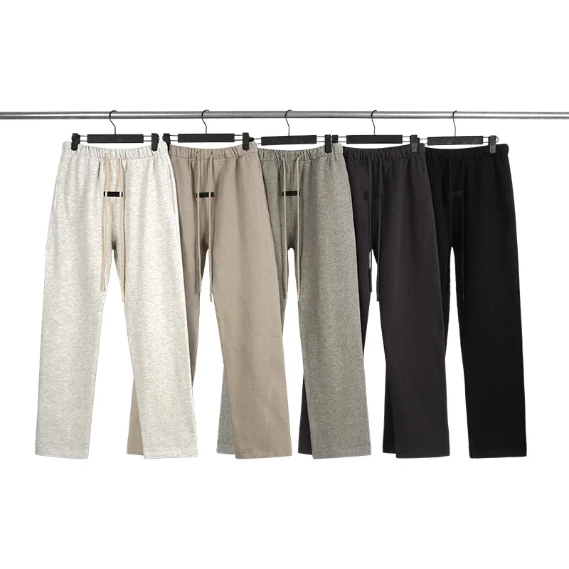 Essentials Straight Trousers Sweatpants American Pants Solid Mid-Waist Casual Pants Men and Women Fog Double Line Ss24