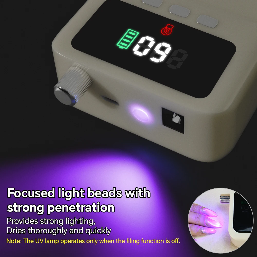 Kit de taladro de uñas eléctrico profesional con lámpara UV para uñas y pantalla LED, kit de lima de uñas recargable para pulido de uñas de gel acrílico