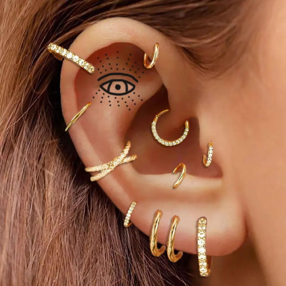 Kakonia 15Pcs Piercings Rook 16G En Acier Inoxydable - Anneaux Sourcils, Lèvres, Cartilage, Daith, Tragus