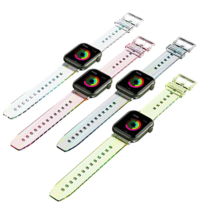 

Clear Aurora Strap for Apple iWatch Series 7 6 5 4 3 SE Silicone Smart Watch band Bracelet 38(40)41mm 42(44)45mm Cjsm-c35a