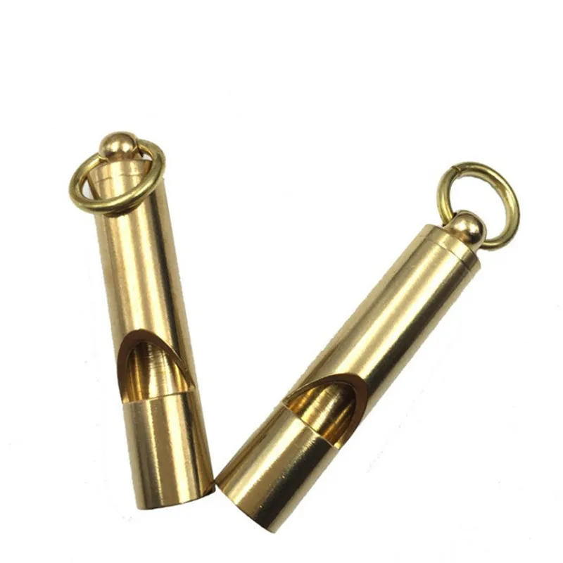 Factory-selling Retro Brass Whistle Handmade Pure Copper Survival Whistle Keychain Pendant Outdoor Supplies EDC Tools