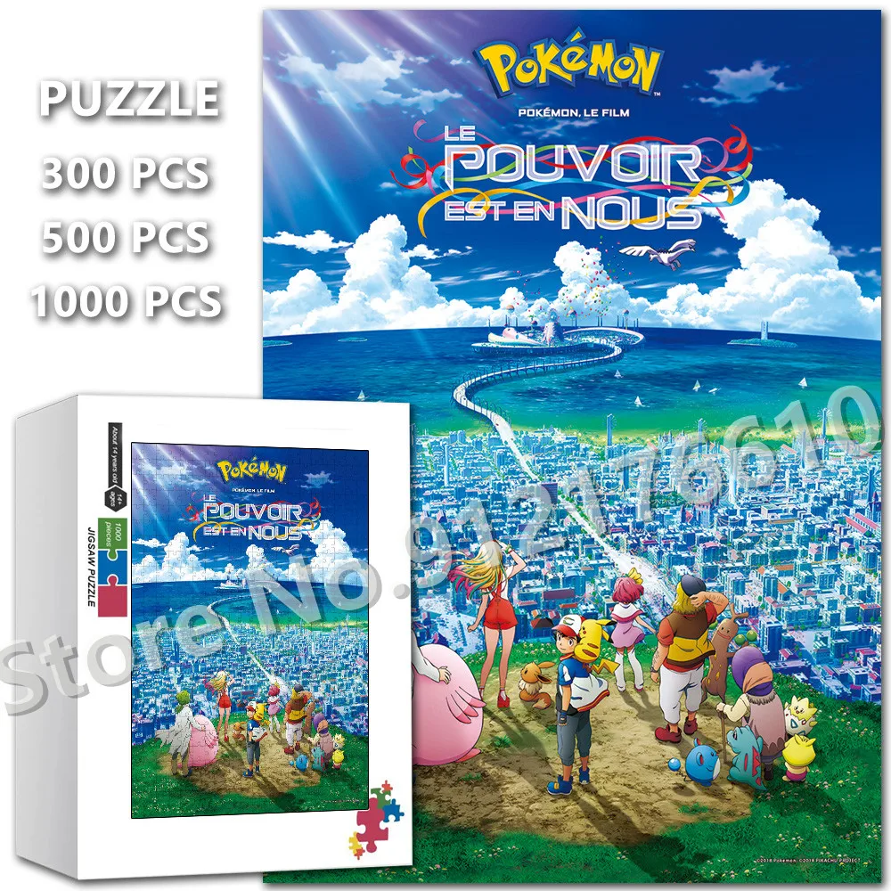 

Pokemon Big Family 300/500/1000 Pieces Jigsaw Puzzles Japanese Anime Pikakiu Toys Decompression Assemble Puzzles for Adult Gifts