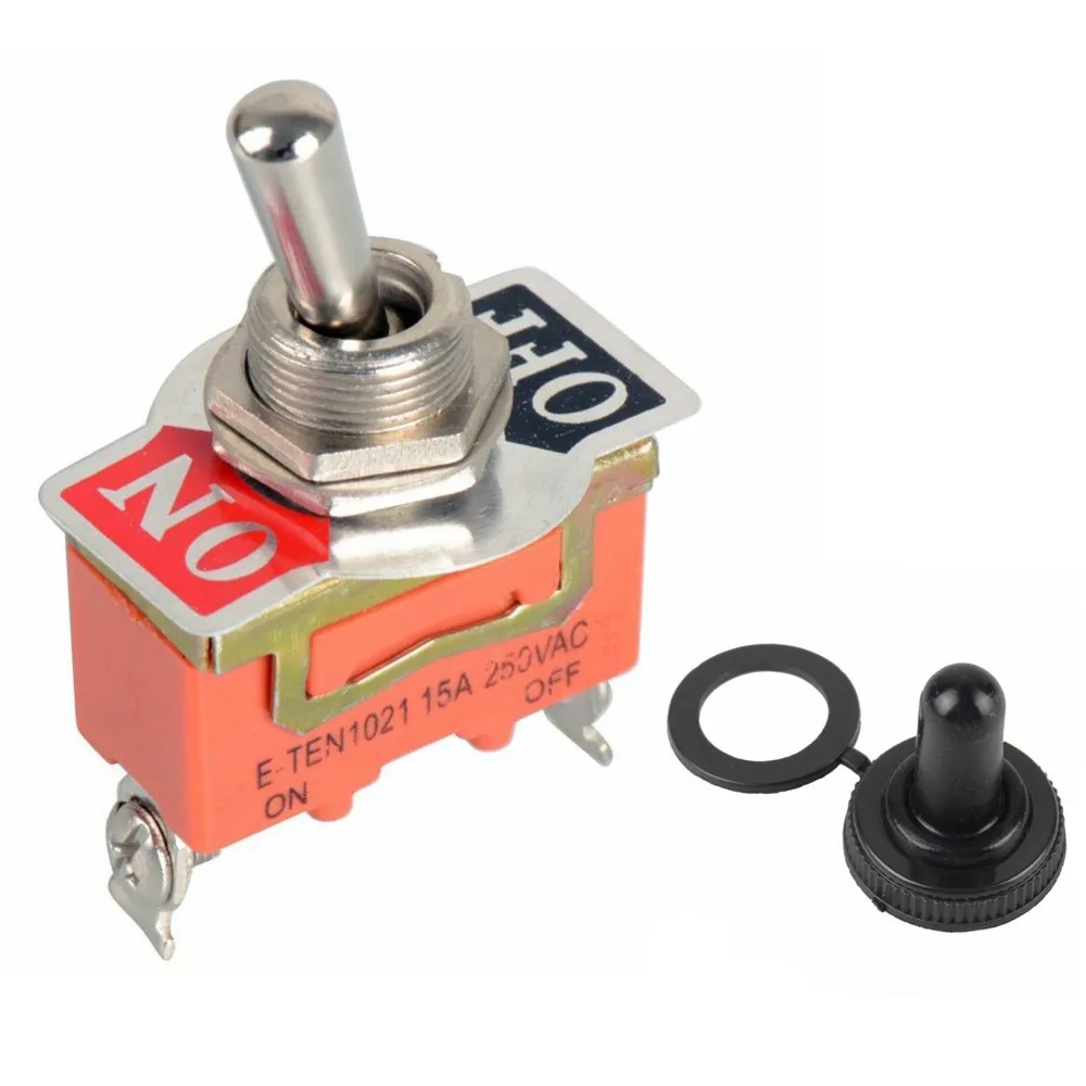 Car SPST for toggle Switch 12V ON/OFF Waterproof Cover for maximum Withstand Voltage 250V Thread Diameter 11 6mm