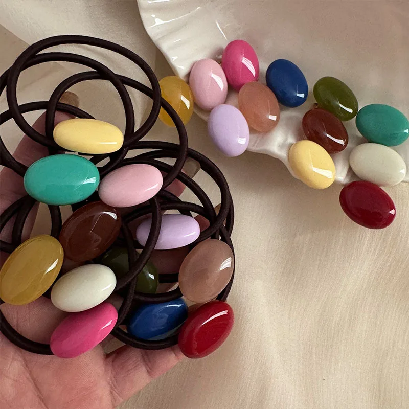 Oval Doudou High Ponytail Hair String Simple Temperament Circle Bun Updo Hairtie High Elastic Basic Rubber Band