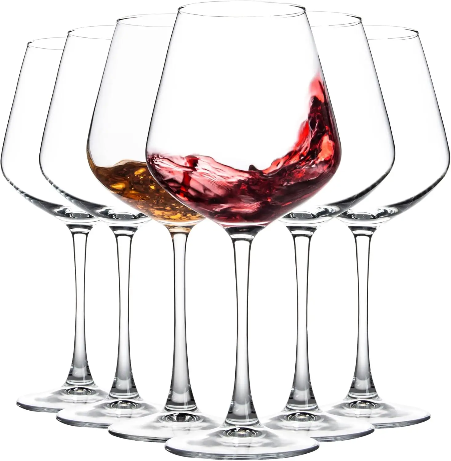 

Red Wine Glasses Set of 6, 19.5 oz Burgundy Glasses for Wine Tasting, Anniversary, Wedding - Clear