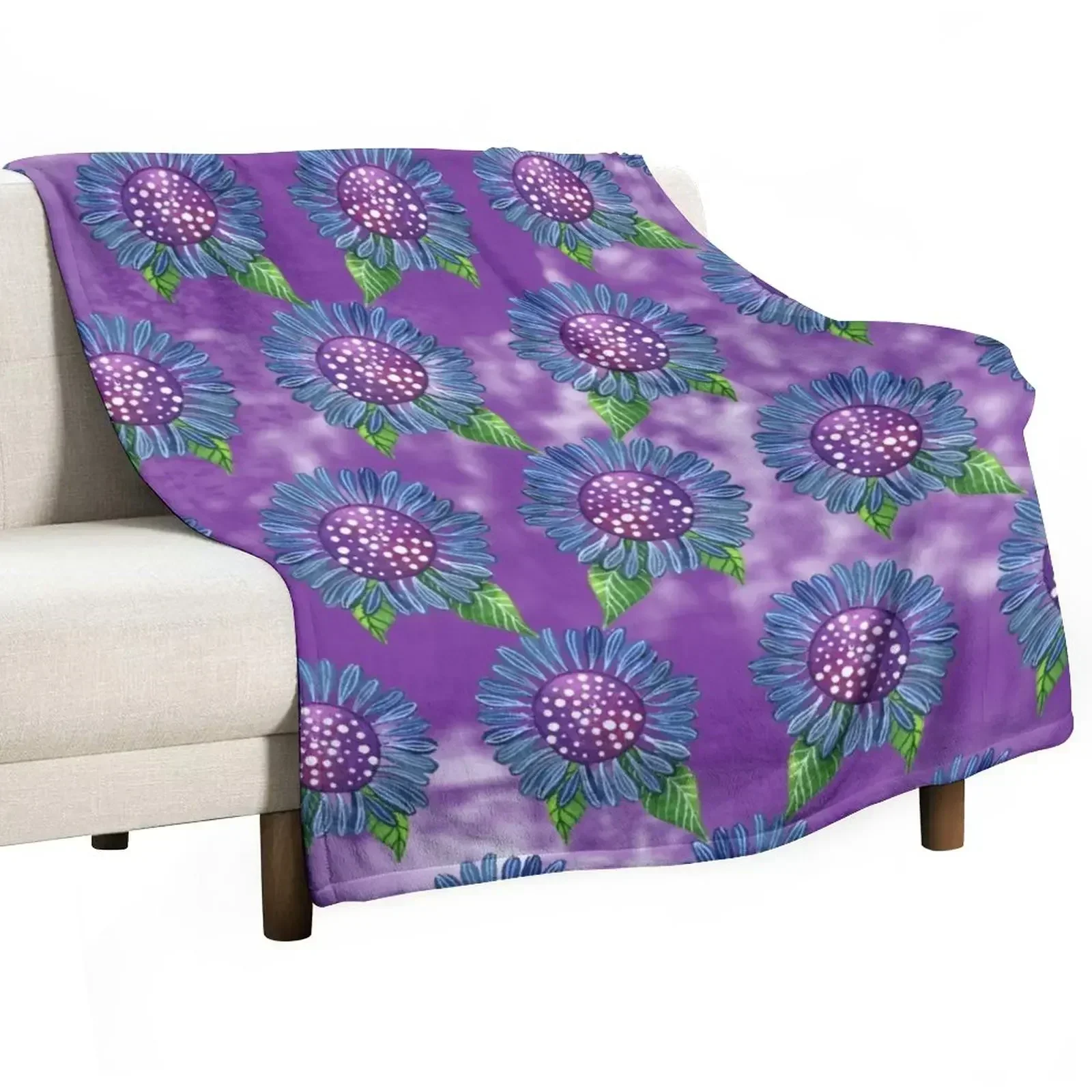 Blue Flower Throw Blanket Decoratives Sleeping Bag Stuffeds For Sofa Thin Soft Plush Plaid Hairy Blankets