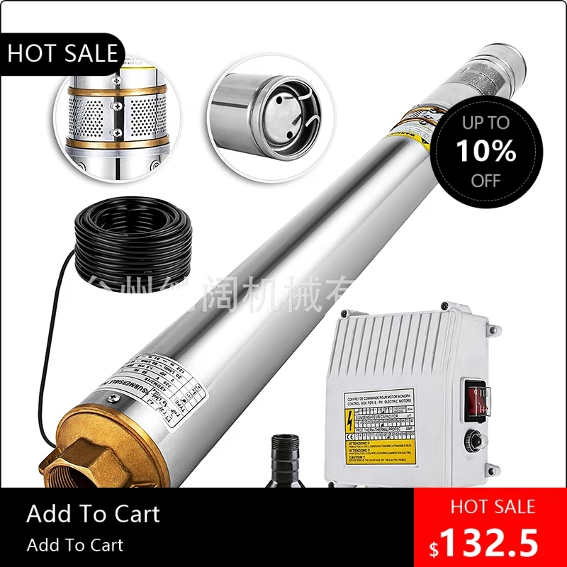 

818003 Полезный 4-дюймовый погружной насос для глубоких скважин мощностью 0,75 кВт, 1 л.с., 6500 л/ч, с блоком управления кабелем 20 м для сада, дома, сельского хозяйства