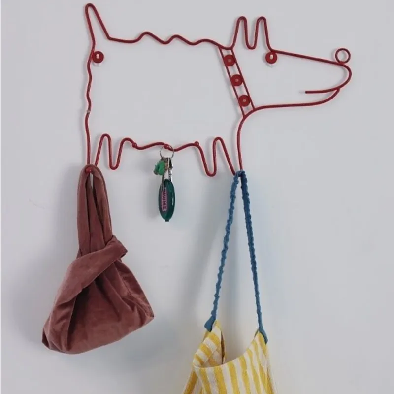 MOMO Decorative Entrance Vintage Red Dog Metal Cute Coat Rack Dopamine Animal Minimalist Modern Scandinavian Hooks