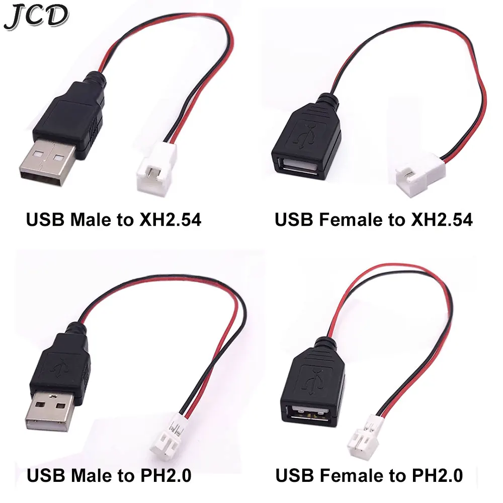 

JCD USB Male And Female Head to XH2.54-2P Terminal Wire, 2-Core Power Supply Cable USB Socket to PH2.0 Terminal Adapter Cable