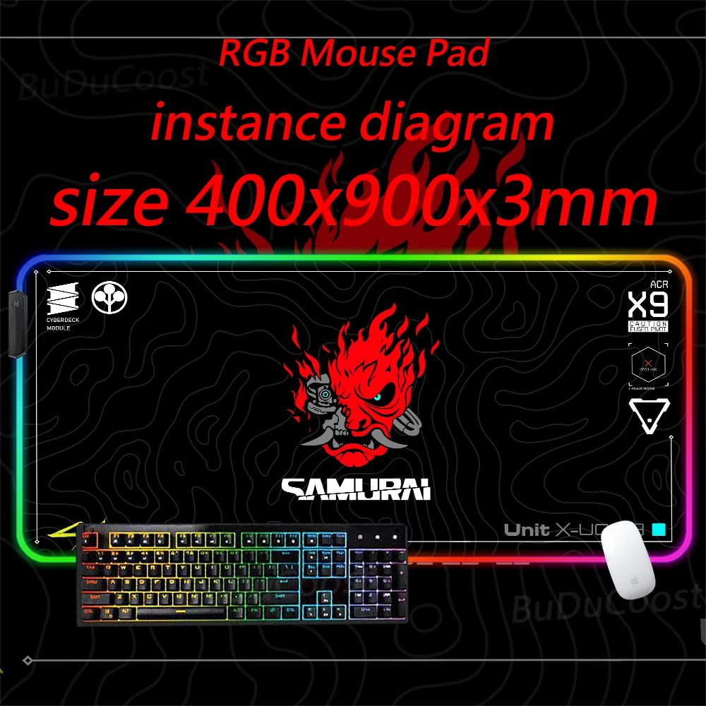 

RGB Gaming Mouse pad C-Cyberpunks Computer HD Deskmat XXL Black Mouse Pad Keyboard Office Accessories Company Non-slip Mause Pad