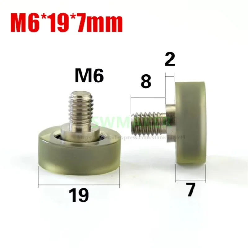 

10 шт. M6x19x7 мм M6x19x5 мм шкив с винтовой резьбой M6, мягкая резина из полиуретана, эластичная и бесшумная, ролик для ящика/колесо